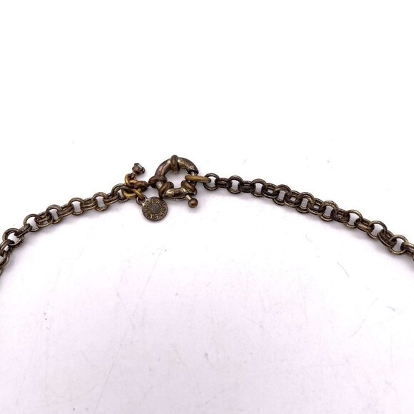 J.crew Rhinestone Necklace Gold Tone Round Link Chain Spring Ring Closure - Picture 3 of 4